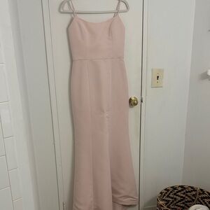 Amsale Blush Maxi Dress with Spaghetti Straps